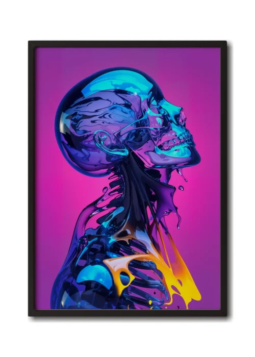 Mockup of Afterlife Haze in a sleek black frame on a white background, highlighting the bold Purple Skull design.