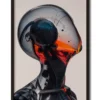 Mockup of glass portrait with grey dome filled with intricate bubbles and liquid shapes showcased in a sleek black frame