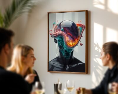 Galactic Collision wall art in dining room