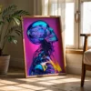 Bold Purple Skull art print displayed in a modern interior setting, creating an eye-catching statement.