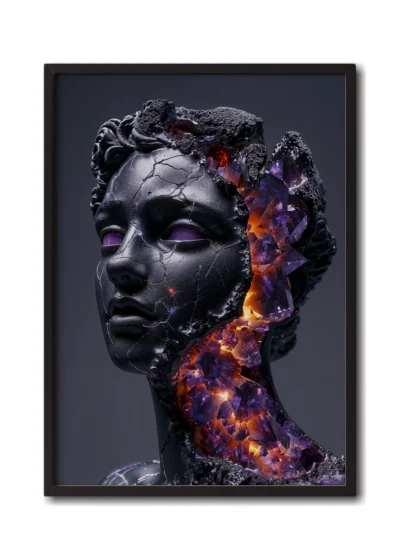 Roman Statue wall art print in black frame