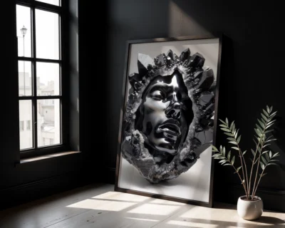 Black geode wall art luxury