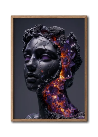 Roman Statue wall art print in wood frame